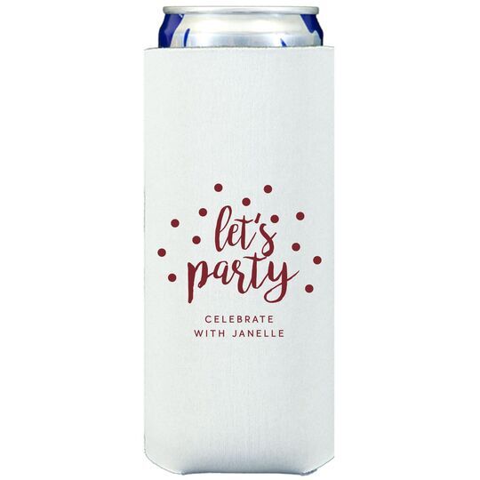 Confetti Dots Let's Party Collapsible Slim Koozies
